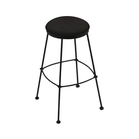 Holland Bar Stool Co 30" Stationary Bar Stool, Black Wrinkle, Canter Espresso Seat 303030BW003